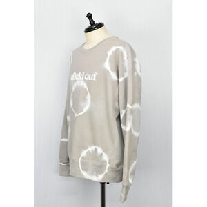 Afield out Spotted Dyed Sand Brown White Crewneck Size Medium‎ NWOT